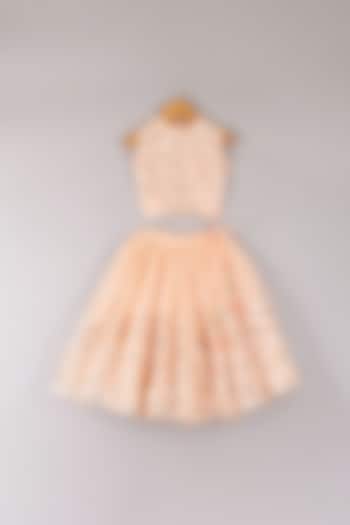 Blush Pink Organza Lehenga Set For Girls by P & S Co at Pernia's Pop Up Shop