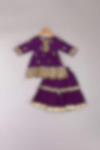 Purple Organza Sharara Set For Girls by P & S Co