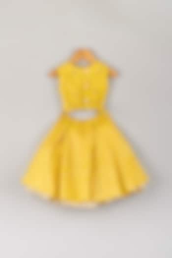 Dandelion Yellow Cotton & Silk Skirt Set For Girls by P & S Co