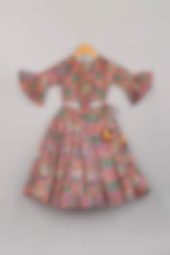 Multi-Colored Printed Ghagra Set For Girls by P & S Co