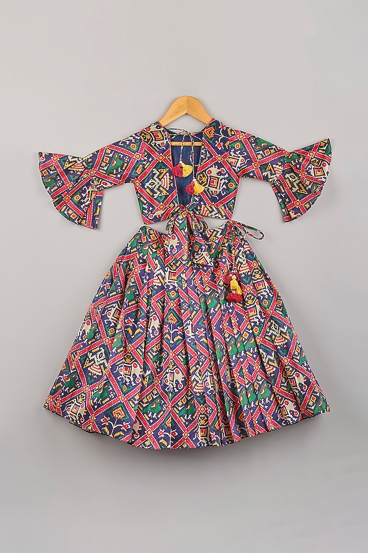 Multi-Colored Printed Ghagra Set For Girls by P & S Co at Pernia's Pop Up Shop