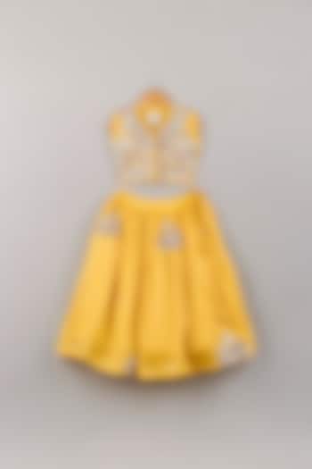 Dandelion Yellow Silk Lehenga Set For Girls by P & S Co