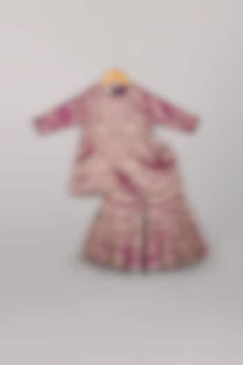 Purple Brocade Sharara Set For Girls by P & S Co