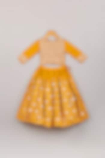 Mustard Embroidered Lehenga Set For Girls by P & S Co at Pernia's Pop Up Shop