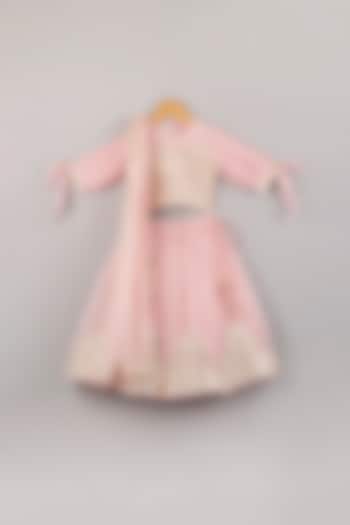Baby Pink Chanderi Lehenga Set For Girls by P & S Co at Pernia's Pop Up Shop