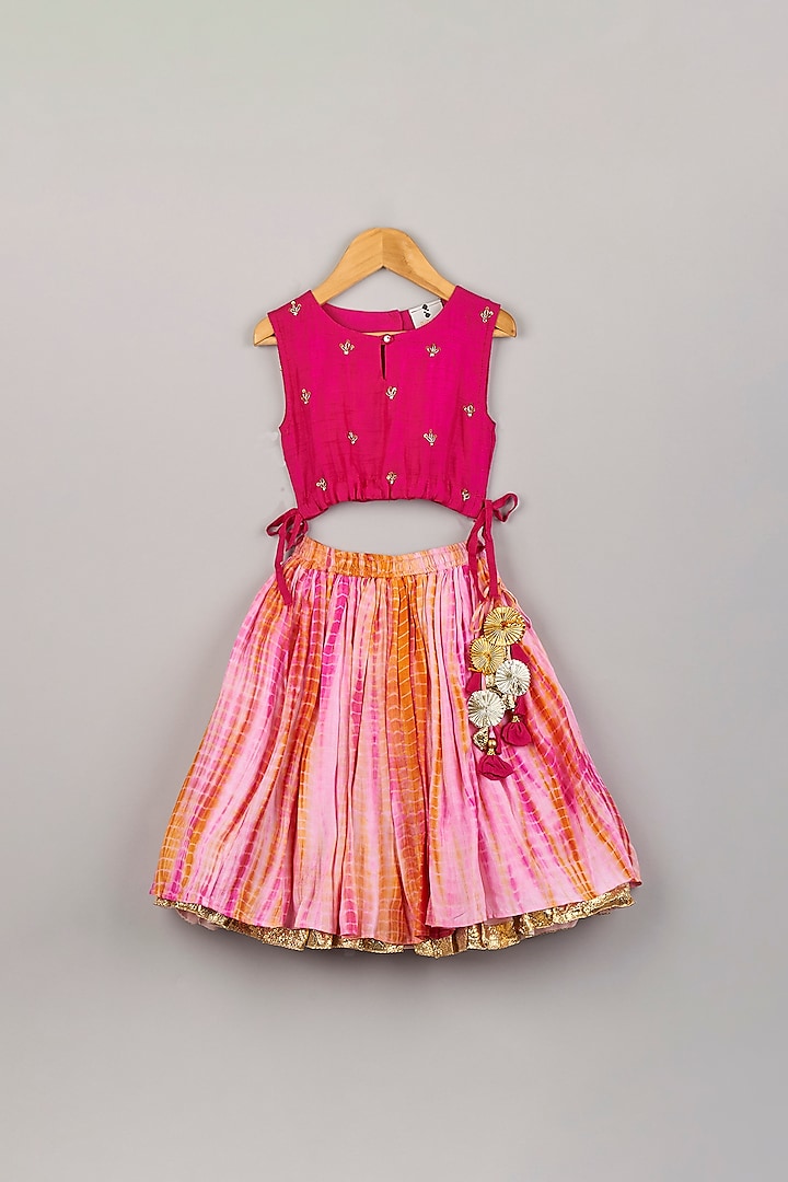 Multi-Colored Printed Lehenga Set For Girls by P & S Co