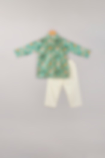 Green Patola Printed Kurta Set For Boys by P & S Co at Pernia's Pop Up Shop