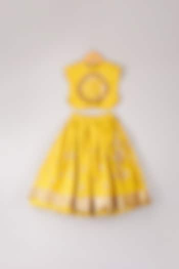 Yellow Embroidered Lehenga Set For Girls by P & S Co
