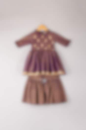 Purple Tissue Sharara Set For Girls by P & S Co at Pernia's Pop Up Shop