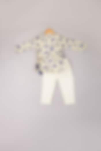 Beige Printed Kurta Set For Boys by P & S Co