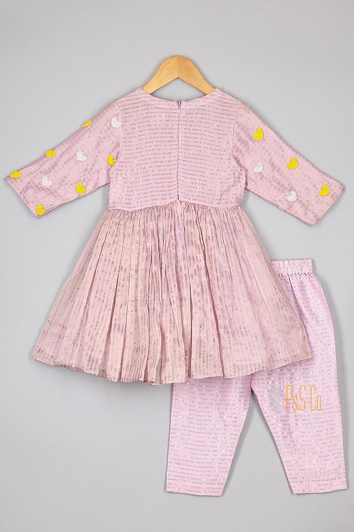 Lavender Tissue Kurta Set For Girls by P & S Co at Pernia's Pop Up Shop