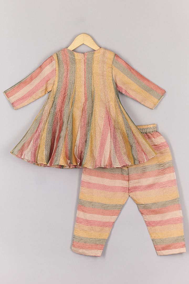 Multi-Colored Crush Tissue Gota Work Pant Set For Girls by P & S Co at Pernia's Pop Up Shop