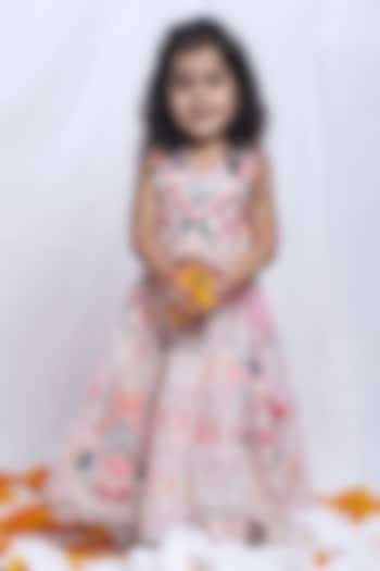 Baby Pink Georgette Embroidered Lehenga Set For Girls by P & S Co at Pernia's Pop Up Shop