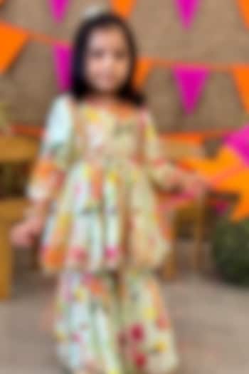 Mint Chanderi Gota Sharara Set For Girls by P & S Co at Pernia's Pop Up Shop
