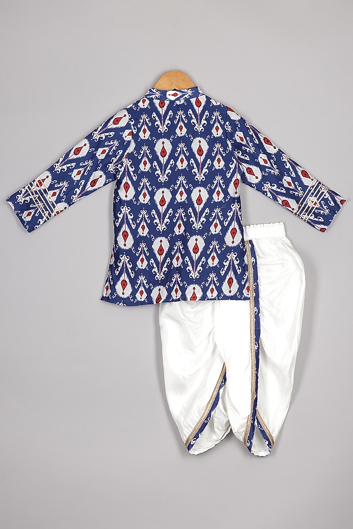 Blue Chanderi Dhoti Set For Boys by P & S Co at Pernia's Pop Up Shop