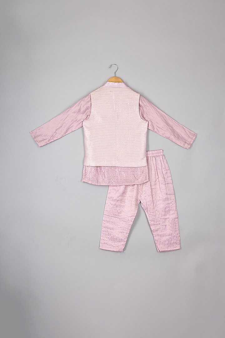 Lavender Tissue Beaded Embroidered Jacket Set For Boys by P & S Co at Pernia's Pop Up Shop