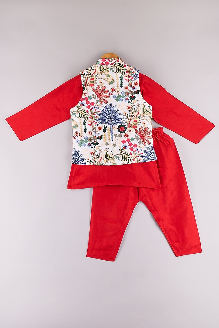 Multi-Colored Georgette Jacket Set For Boys by P & S Co at Pernia's Pop Up Shop