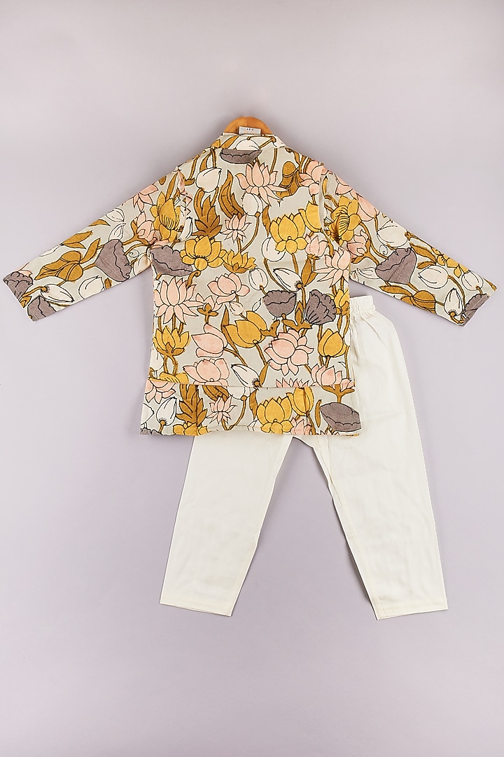 Multi-Colored Silk Muslin Jacket Set For Boys by P & S Co at Pernia's Pop Up Shop