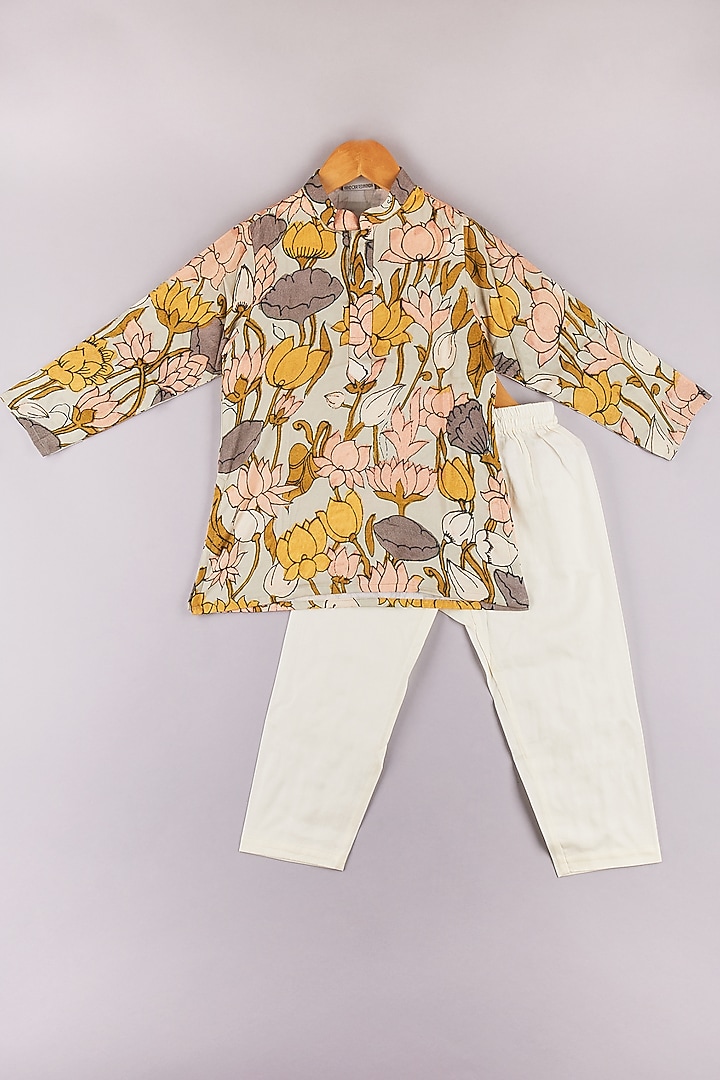 Multi-Colored Silk Muslin Jacket Set For Boys by P & S Co at Pernia's Pop Up Shop