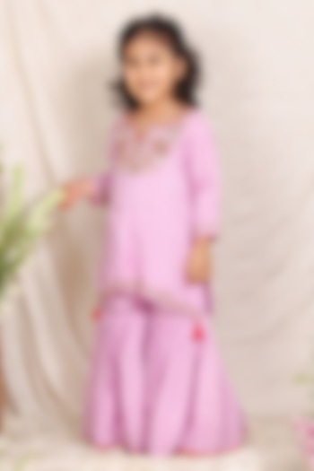 Lavender Silk Sharara Set For Girls by P & S Co at Pernia's Pop Up Shop