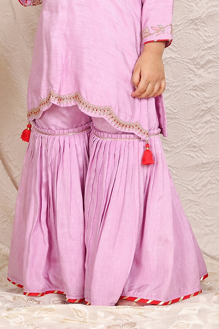 Lavender Silk Sharara Set For Girls by P & S Co at Pernia's Pop Up Shop