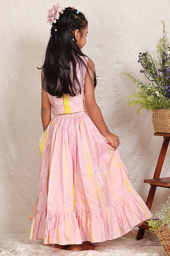 Pink Silk Cutdana Work Lehenga Set For Girls by P & S Co at Pernia's Pop Up Shop
