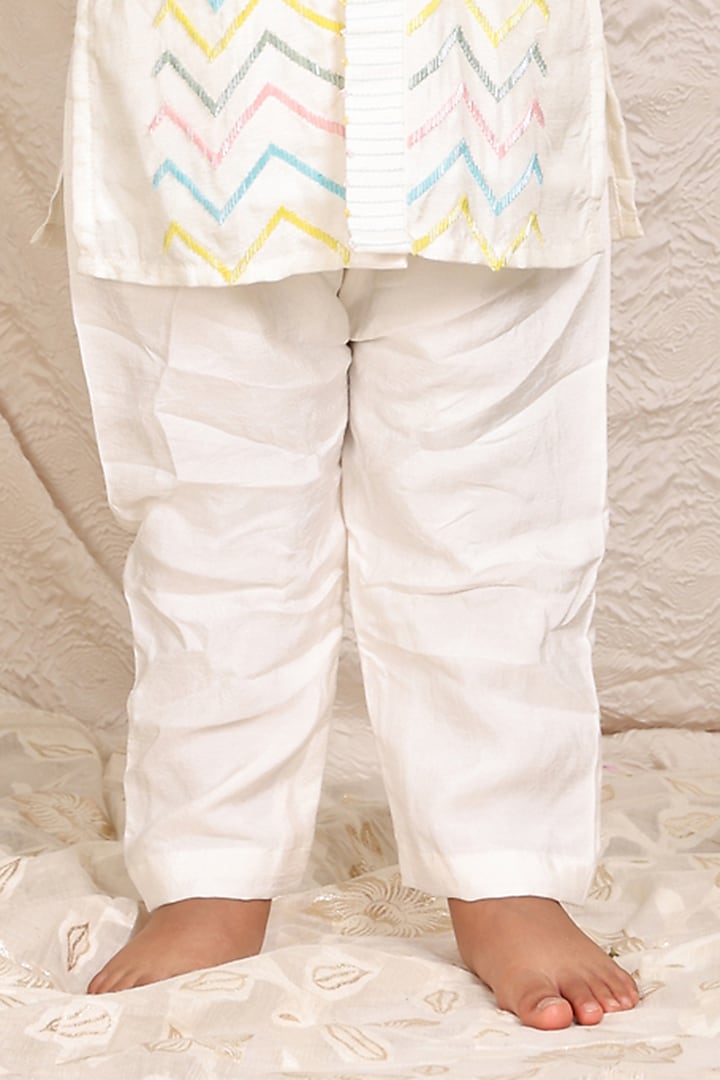 Off-White Silk Cutdana Work Kurta Set For Boys by P & S Co at Pernia's Pop Up Shop