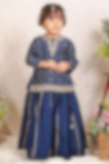 Blue Chanderi Zari Embroidered & Bandhej Printed Kurta Set by P & S Co at Pernia's Pop Up Shop