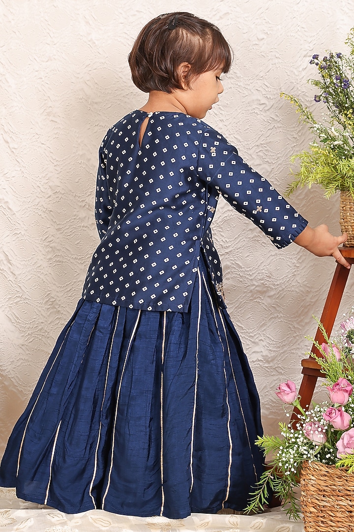 Blue Chanderi Zari Embroidered & Bandhej Printed Kurta Set by P & S Co at Pernia's Pop Up Shop