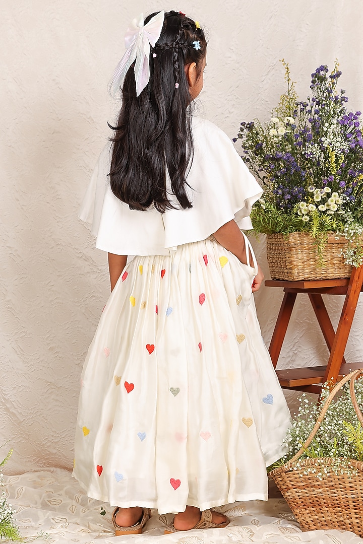 Off-White Organza Embroidered Lehenga Set For Girls by P & S Co at Pernia's Pop Up Shop