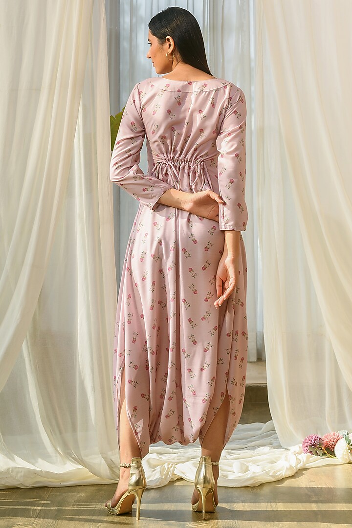 Rosey Pink Linen Indowestern Dhoti Jumpsuit by Pasha at Pernia's Pop Up Shop