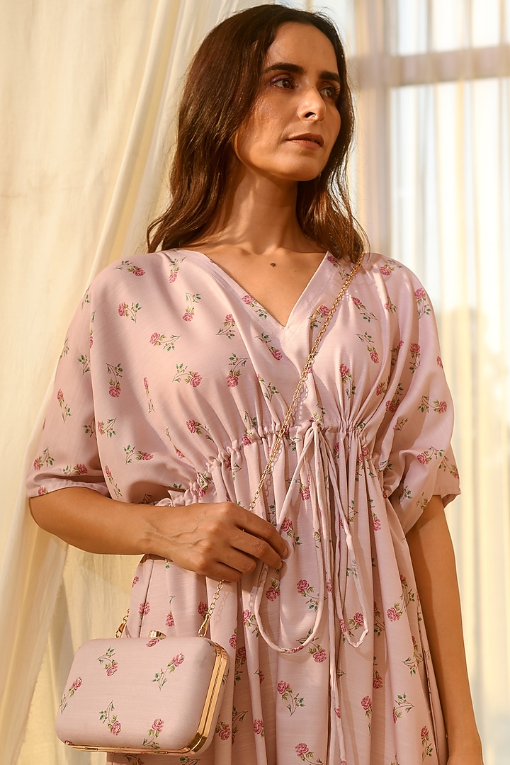 Rosey Pink Linen Kimono Dhoti Jumpsuit by Pasha at Pernia's Pop Up Shop