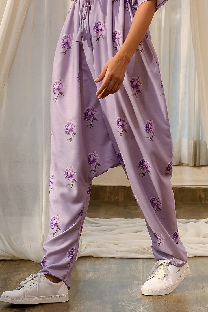 Lilac Linen Kimono Dhoti Jumpsuit by Pasha at Pernia's Pop Up Shop