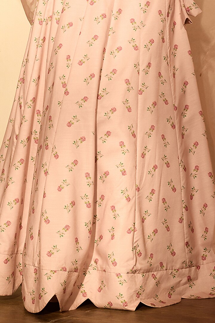 Rosy Pink Linen Kali Lehenga Set by Pasha at Pernia's Pop Up Shop