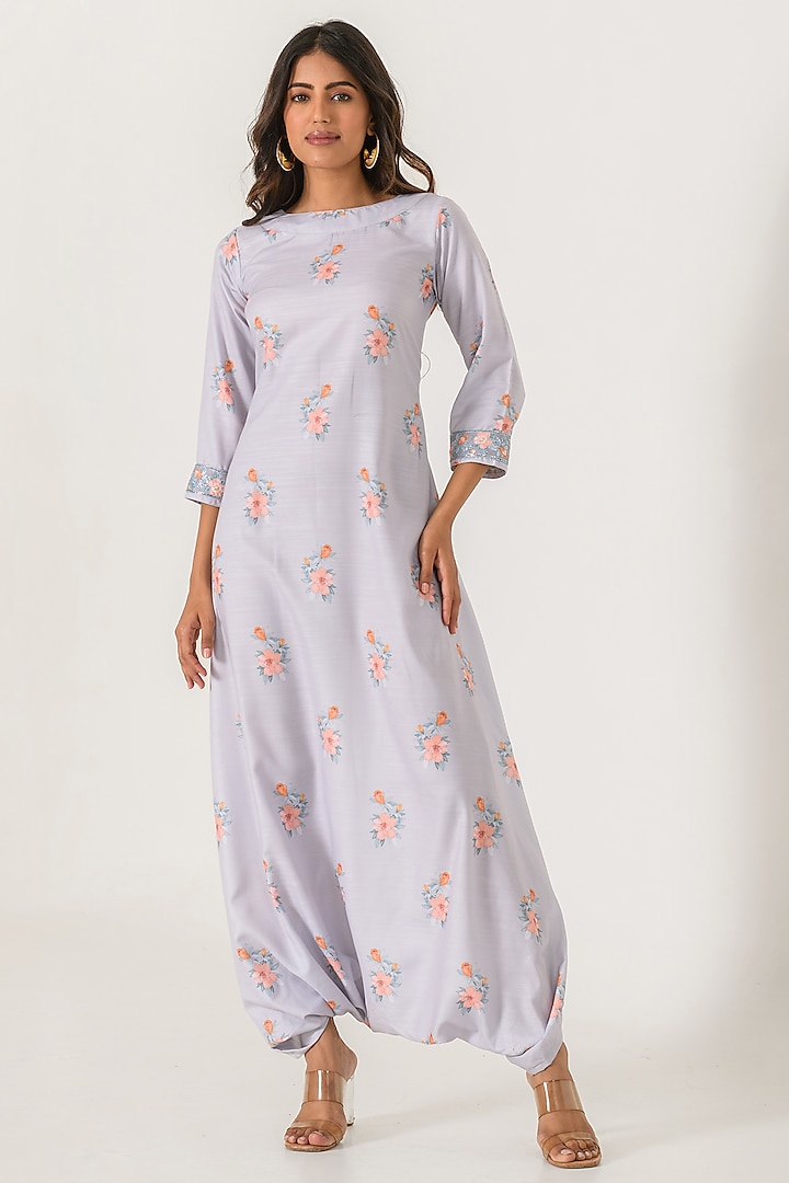Slate Grey Cotton Rayon Indo Western Dhoti Jumpsuit by Pasha at Pernia's Pop Up Shop