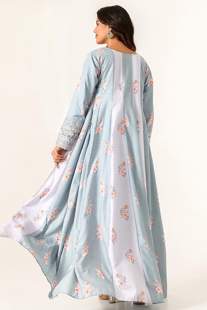 Aqua Blue Cotton Rayon Draped Lungi Skirt Set by Pasha at Pernia's Pop Up Shop