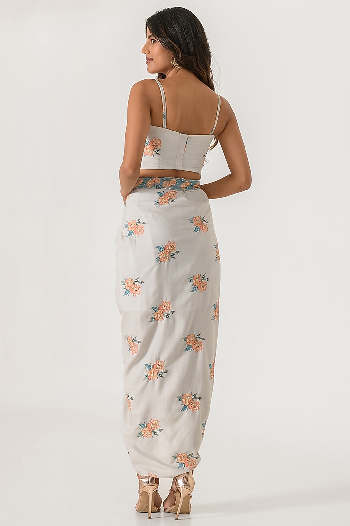 Pista Green Cotton Rayon Draped Lungi Skirt Set by Pasha at Pernia's Pop Up Shop