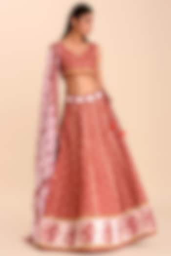 Red Printed Lehenga Set by Pasha at Pernia's Pop Up Shop