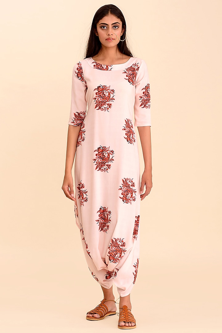 Pink Printed Moss Rayon Jumpsuit by Pasha