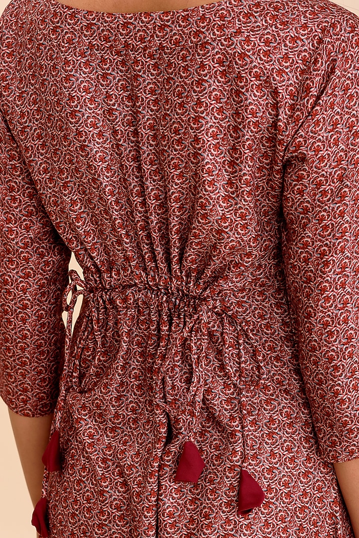 Plum Printed Dhoti Jumpsuit by Pasha at Pernia's Pop Up Shop