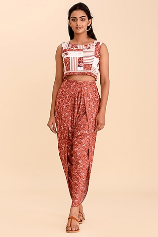 Red Crop Top With Patchwork by Pasha