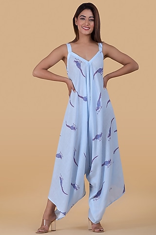 Cyan Blue Palazzo Jumpsuit by Pasha