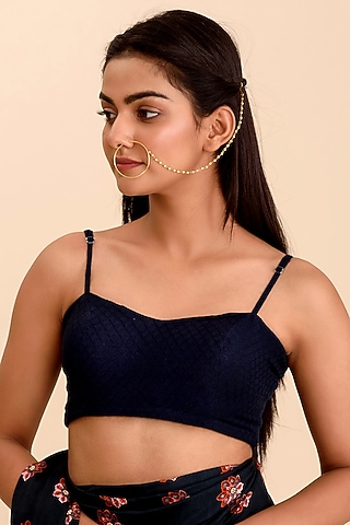 Navy Blue Textured Bralette by Pasha