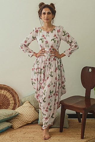 Sof Pink Berry Linen Draped Dhoti Jumpsuit by Pasha