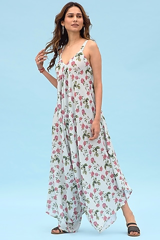 Sage Green Striped Adjustable Palazzo Jumpsuit by Pasha