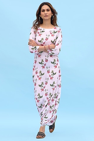 Soft Pink Berry Linen Dhoti Jumpsuit by Pasha