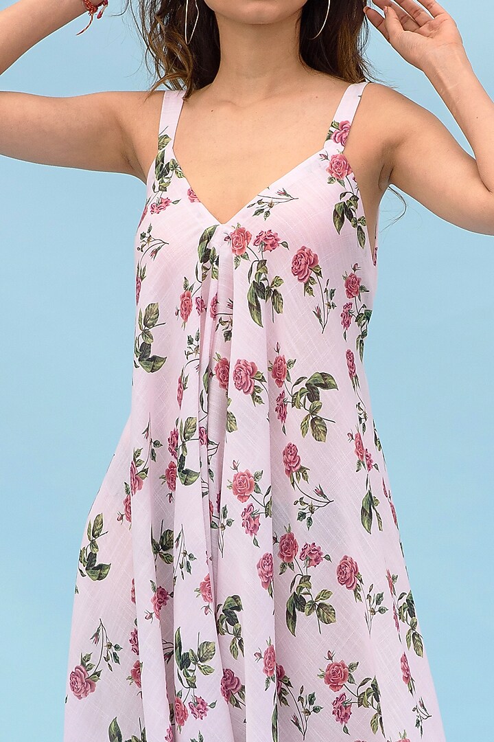 Soft Pink Berry Linen Ajustable Palazzo Jumpsuit by Pasha at Pernia's Pop Up Shop