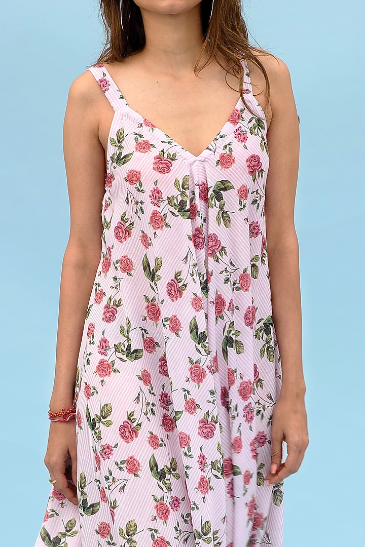 Soft Pink Berry Stripes Ajustable Palazzo Jumpsuit by Pasha at Pernia's Pop Up Shop