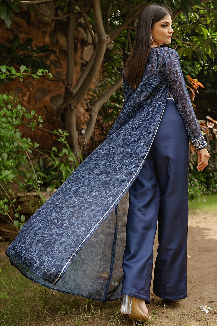 Twilight Blue Organza Cape Set by Pasha at Pernia's Pop Up Shop