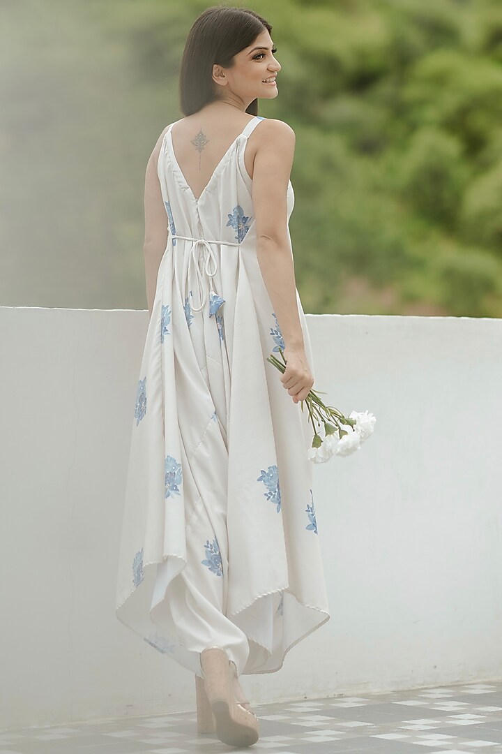 Seashell Cream Cotton Rayon Motifs Embroidered Jumpsuit by Pasha at Pernia's Pop Up Shop